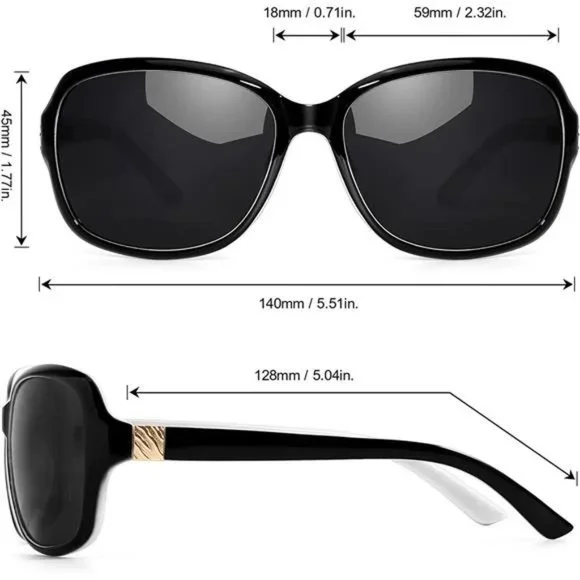 Polarized Sunglasses Womens A06 Trendy Polarized Sunglasses, Black White